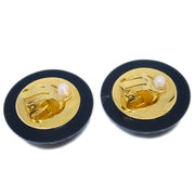 Chanel Black Button Earrings Clip-On