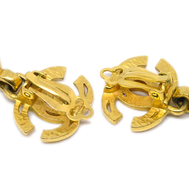 Chanel Dangle Earrings Gold Clip-On 97A