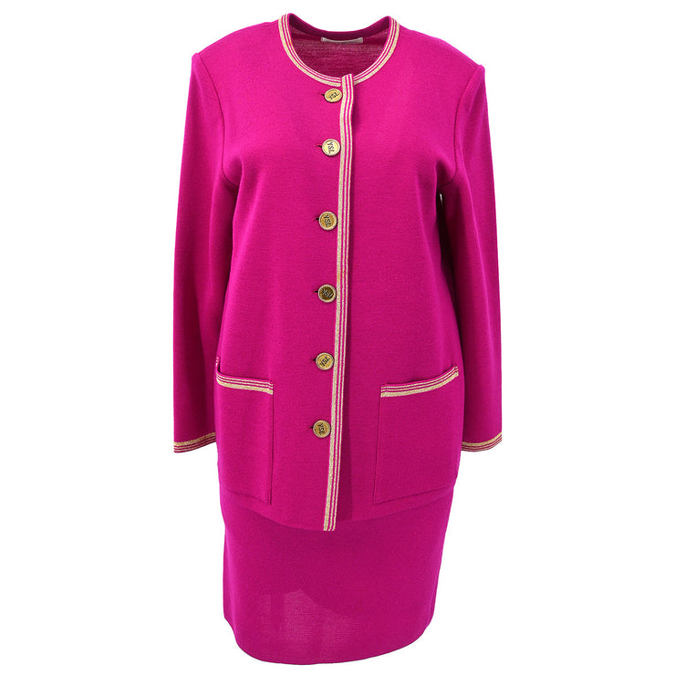 Yves Saint Laurent Setup Suit Jacket Skirt Pink #M #9