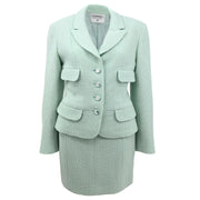 Chanel Setup Suit Jacket Skirt Light Blue