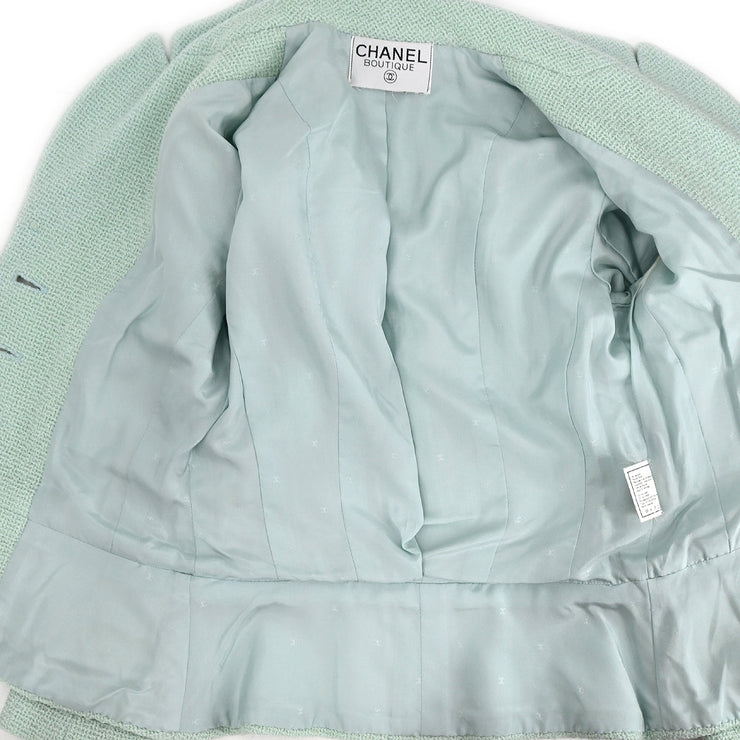 Chanel Setup Suit Jacket Skirt Light Blue