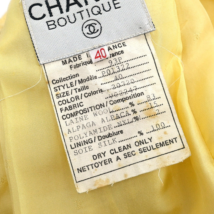 Chanel 1993 Collarless Jacket Yellow #40