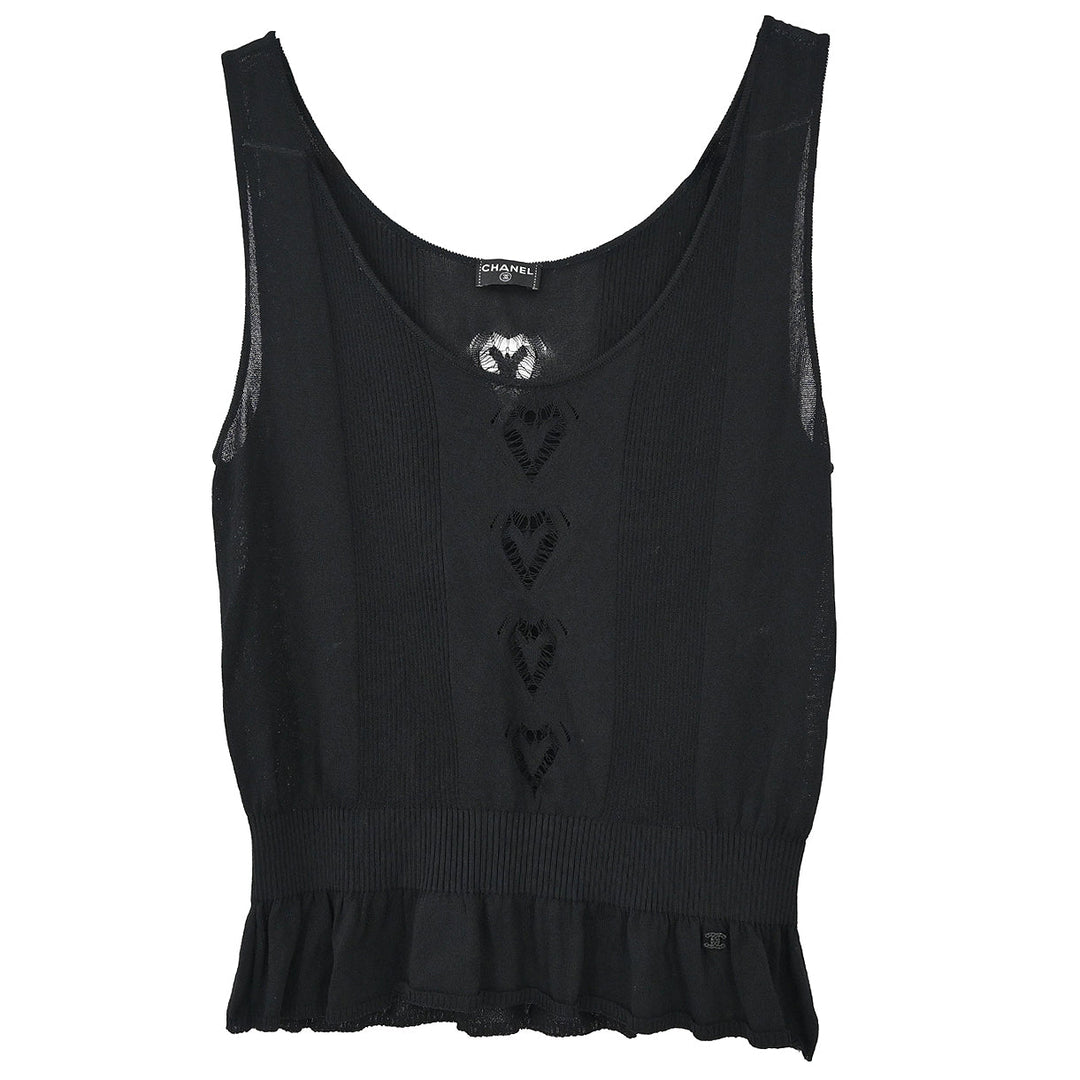 CHANEL - シャネル アンサンブル Chanel 2006 Ensemble Cardigan Sleeveless Top Black #38