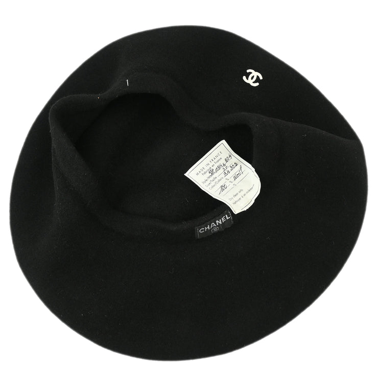 Chanel Black Oversize Hat Beret 98P #57 Small Good