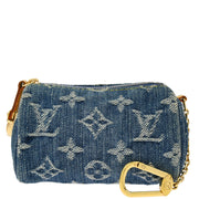 Louis Vuitton 2006 Blue Monogram Denim Trousse Speedy PM Pouch M95082