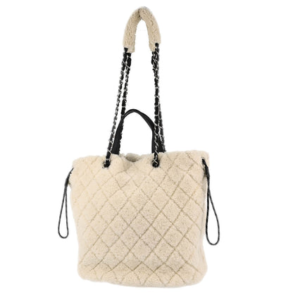 Chanel 2019 White Wool Coco Neige 2way Tote Handbag
