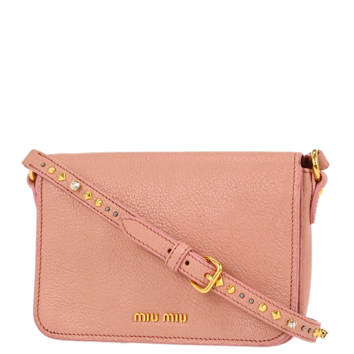 Miu Miu Pink Goatskin Studded Shoulder Bag