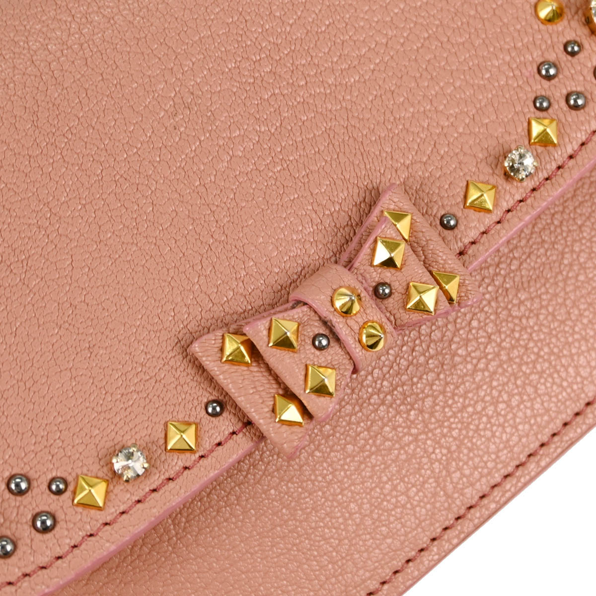 Miu Miu Pink Goatskin Studded Shoulder Bag