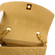 Chanel 1991-1994 Beige Lambskin Small Diana Shoulder Bag