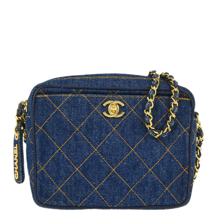 Chanel * Blue Denim Lambskin Camera Bag Mini