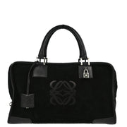 Loewe Black Suede Lambskin Amazona 36 Handbag