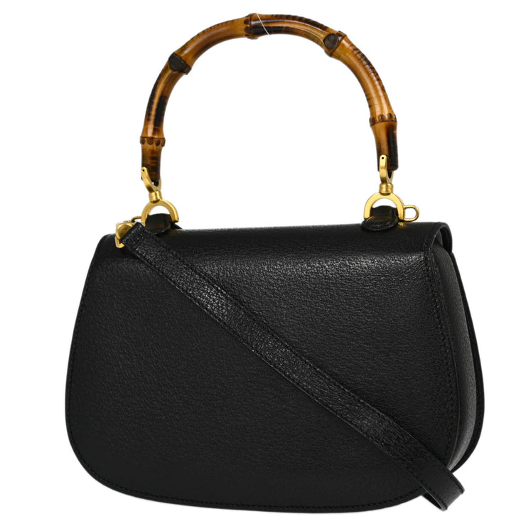 Gucci Black Bamboo 2way Shoulder Handbag