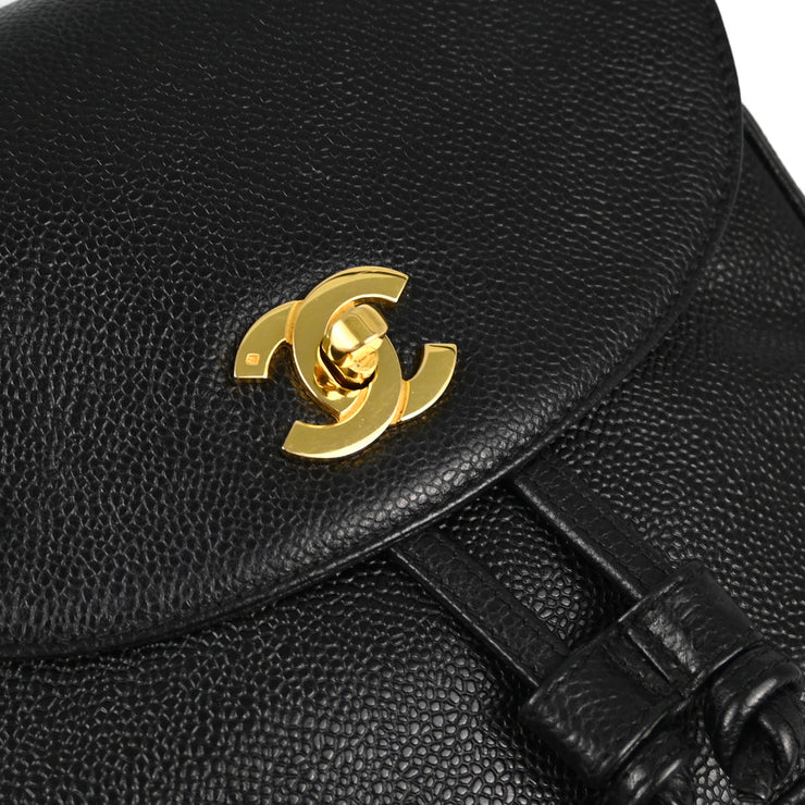 Chanel 1996-1997 Black Caviar Triple CC Backpack