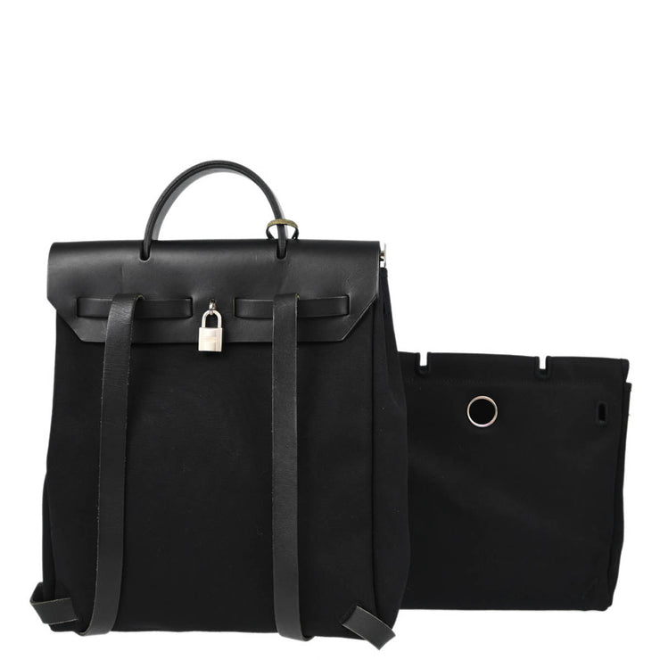 Hermes Black Toile Officier Herbag a Dos Backpack