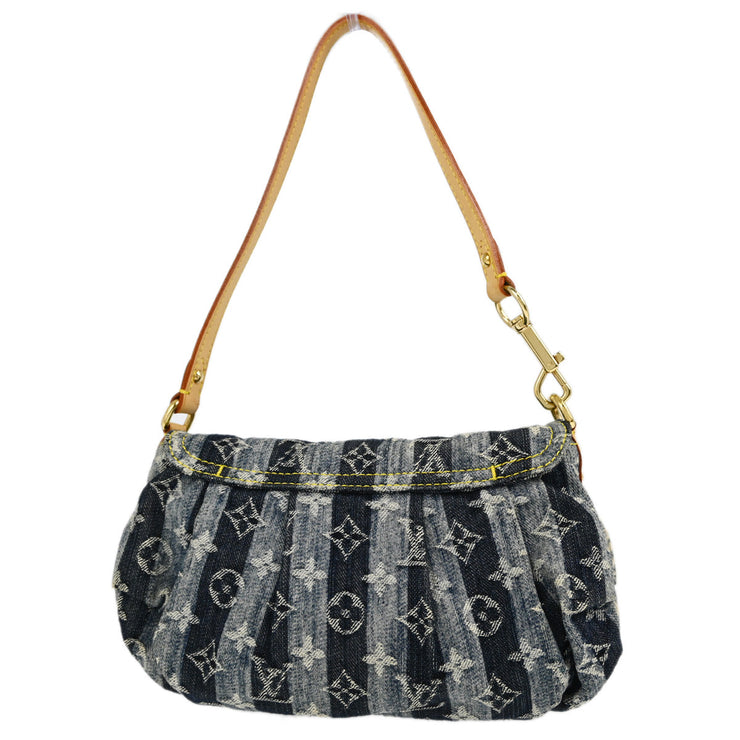 Louis Vuitton 2006 Blue Monogram Denim Mini Pleaty Raye Handbag M95333