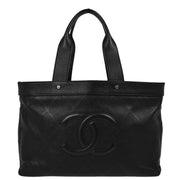 Chanel Black Perforated Calfskin Tote Handbag