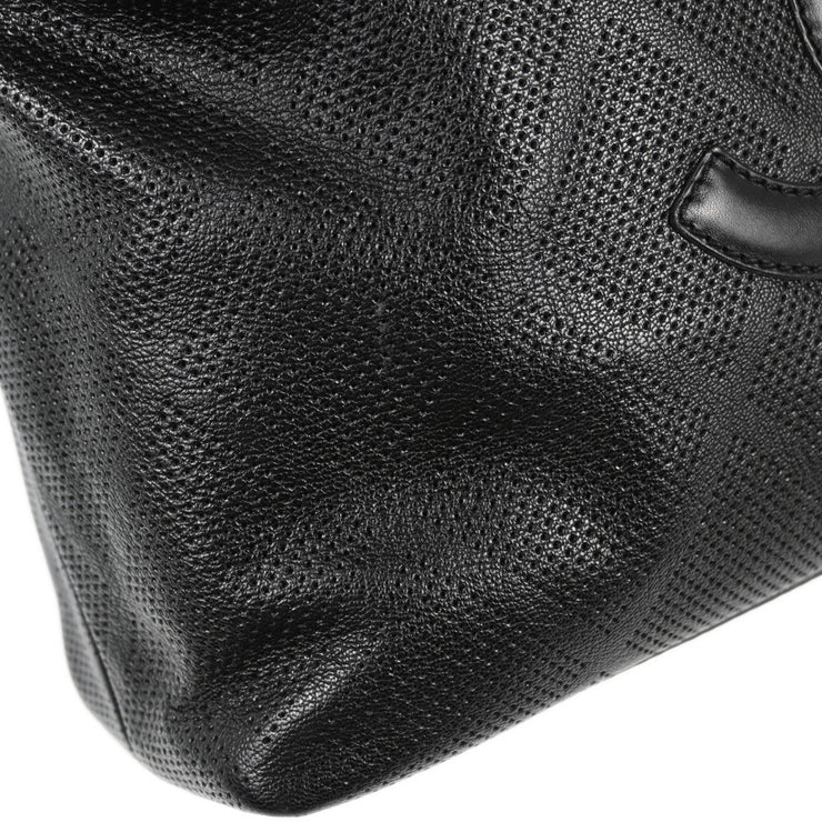 Chanel Black Perforated Calfskin Tote Handbag