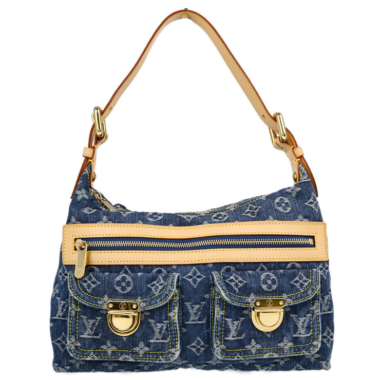 Louis Vuitton 2006 Blue Monogram Denim Baggy PM Shoulder Bag M95049