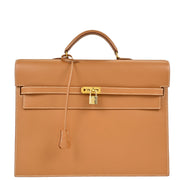 Hermes * Natural Box Calf Kelly Depeches 38 Briefcase