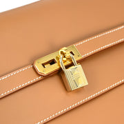 Hermes * Natural Box Calf Kelly Depeches 38 Briefcase