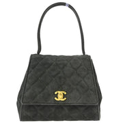 Chanel Gray Suede Straight Flap Handbag