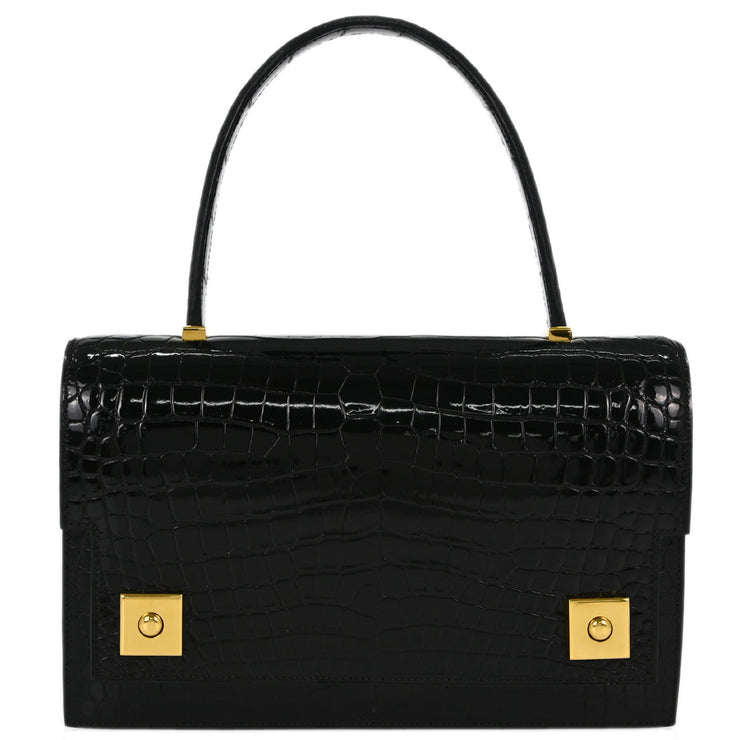 Hermes * Black Porosus Crocodile Lisse Piano Handbag