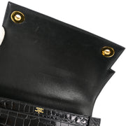 Hermes * Black Porosus Crocodile Lisse Piano Handbag