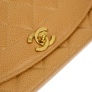 Chanel 1991-1994 Beige Caviar Medium Diana Shoulder Bag