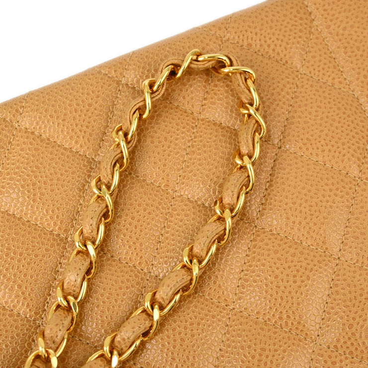 Chanel 1991-1994 Beige Caviar Medium Diana Shoulder Bag