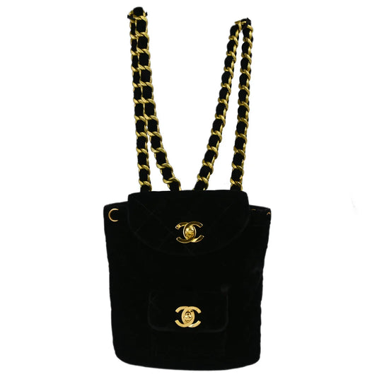 Chanel 1994-1996 Black Velvet Small Duma Backpack