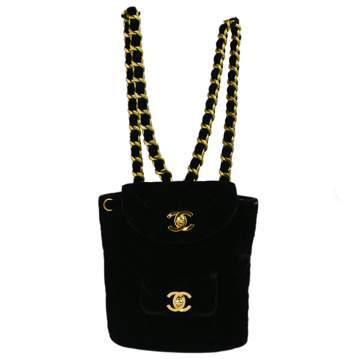 Chanel Black Velvet Small Duma Backpack