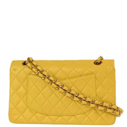 Chanel 2000-2001 Yellow Lambskin Medium Classic Double Flap Shoulder Bag