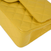 Chanel 2000-2001 Yellow Lambskin Medium Classic Double Flap Shoulder Bag