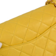 Chanel Yellow Lambskin Medium Classic Double Flap Shoulder Bag