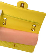 Chanel Yellow Lambskin Medium Classic Double Flap Shoulder Bag