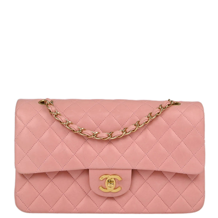 Chanel Pink Lambskin Medium Classic Double Flap Shoulder Bag