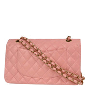 Chanel Pink Lambskin Medium Classic Double Flap Shoulder Bag