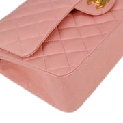 Chanel 2004-2005 Pink Lambskin Medium Classic Double Flap Shoulder Bag