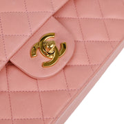 Chanel Pink Lambskin Medium Classic Double Flap Shoulder Bag