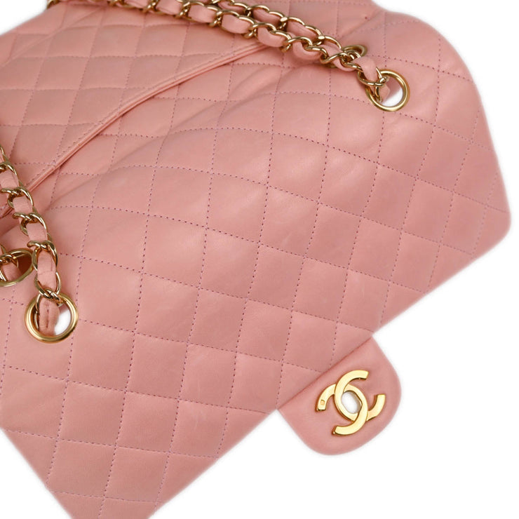 Chanel Pink Lambskin Medium Classic Double Flap Shoulder Bag