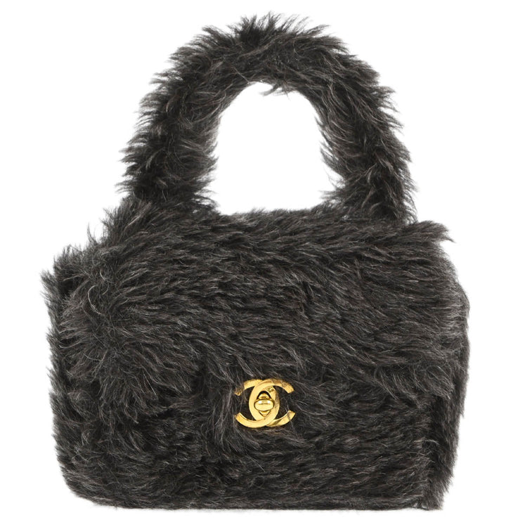 Chanel * 1991-1994 Gray Fur Mini Square Handbag