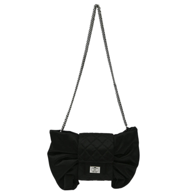 Chanel Black Satin Bow Shoulder Bag