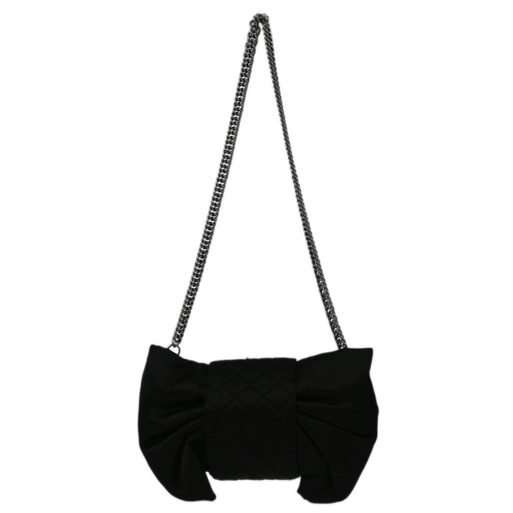 Chanel Black Satin Bow Shoulder Bag