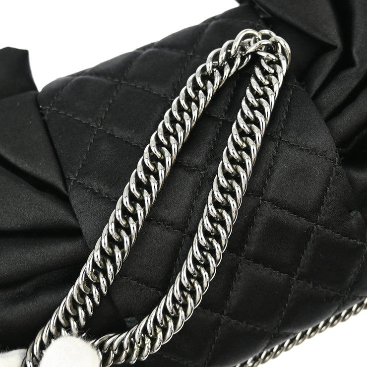 Chanel 2008-2009 Black Satin Bow Shoulder Bag