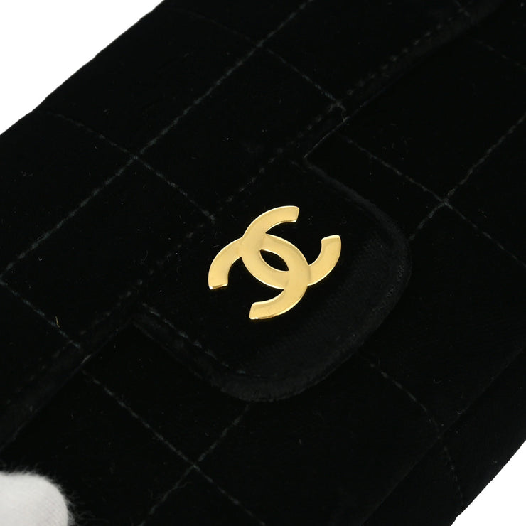 Chanel Black Velvet Choco Bar Camellia Shoulder Bag