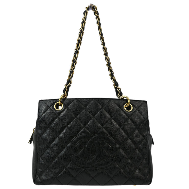 Chanel Black Caviar Petite Timeless Tote PTT Chain Handbag