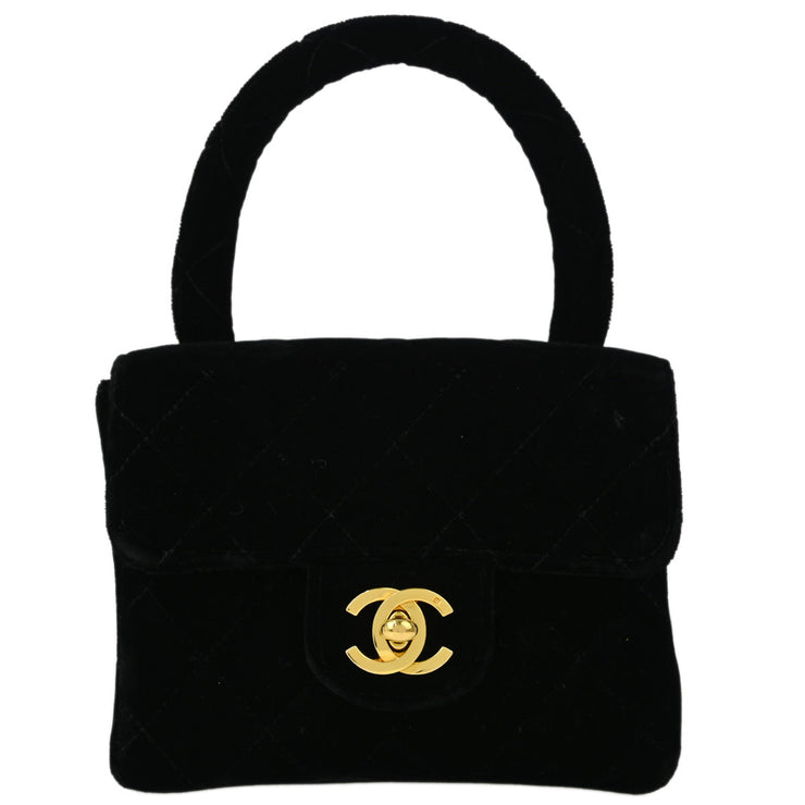 Chanel Black Velvet Mini Square Handbag