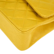 Chanel * 2000-2001 Yellow Lambskin Medium Classic Double Flap Shoulder Bag