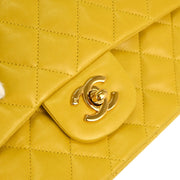 Chanel * Yellow Lambskin Medium Classic Double Flap Shoulder Bag