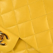 Chanel * Yellow Lambskin Medium Classic Double Flap Shoulder Bag